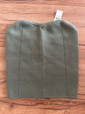 aerie Olive Green Ribbed Strapless Tube Top